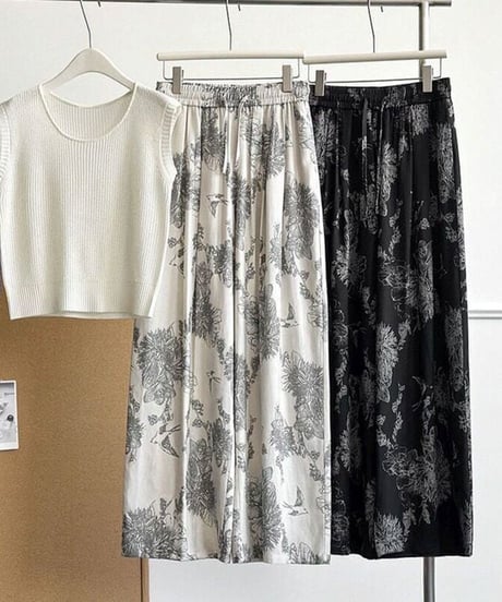 botanical printed wide pants /2color　FL3653