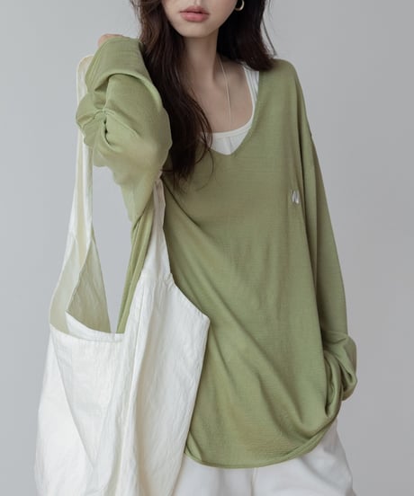 silk touch v-neck knit tops /3color　FL3249