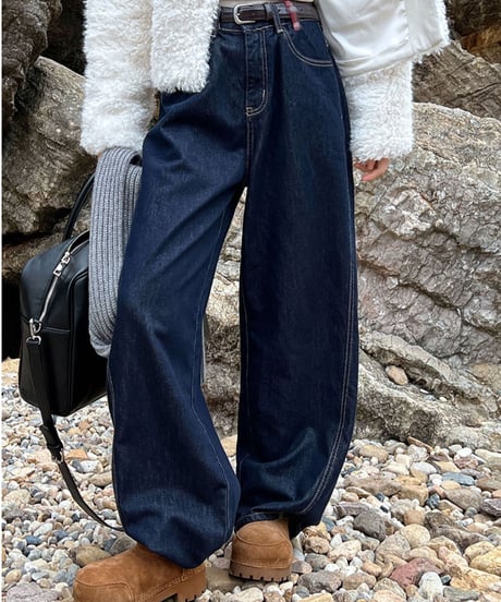brushed denim wide pants　FL3051