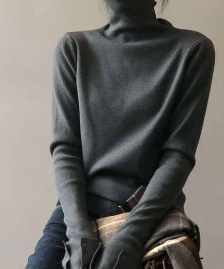 ribbed knit high-neck tops /7color　FL2631