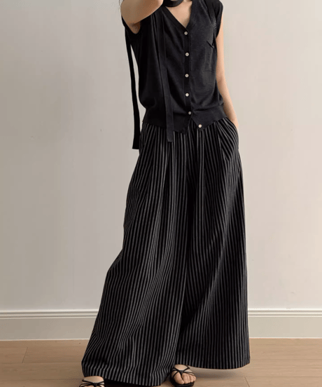 striped wide easy pants /2color　FL3337