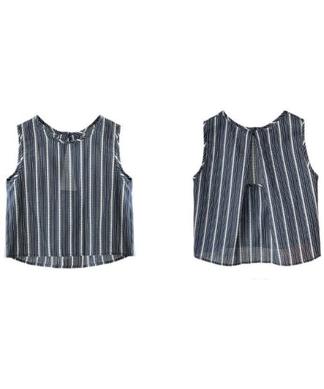 stripe sleeveless tops and skirt　FL2387