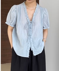 short sleeve frill blouse /3color　FL3425