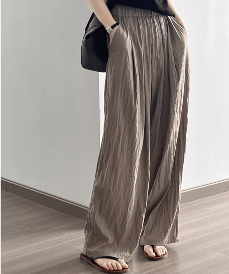 pleated thin wide leg pants /4color　FL3350