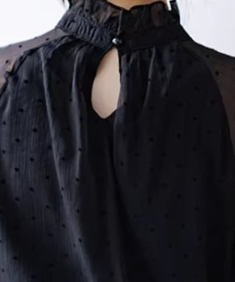 lantern sleeve dot sheer blouse　FL2610