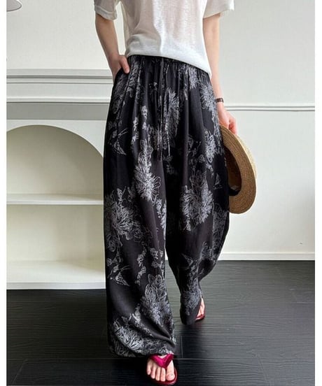 botanical printed wide pants /2color　FL3653