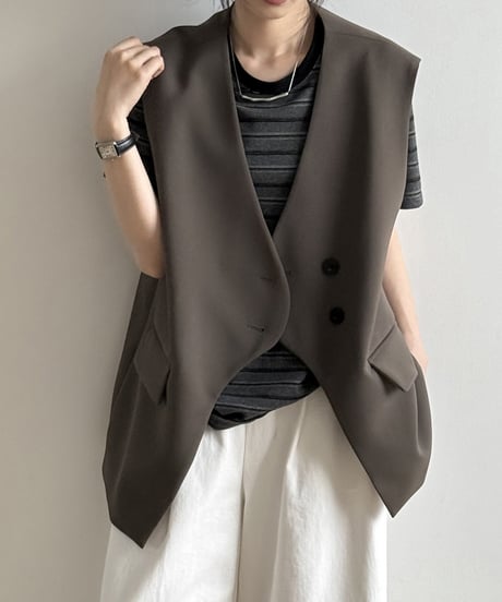 front button double vest /2color　FL3342