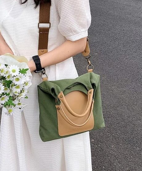 front pocket canvas 2-way bag /4color　FL2952