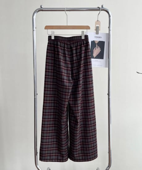 retro check wide pants /2color　FL2986