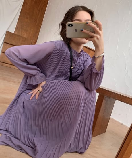 purple pleated chiffon op　FL2180