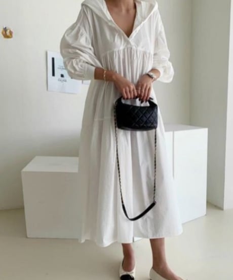 frill paneled long dress　FL2145