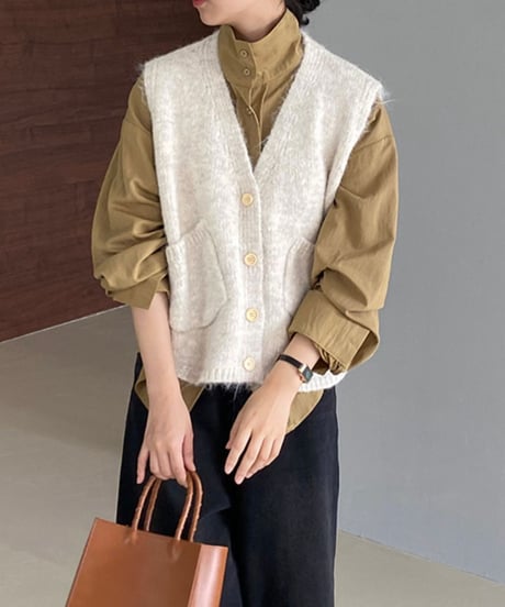wool blend knit vest /3color　FL2734