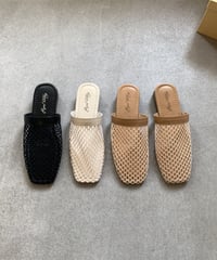 square toe flat mesh sandals /3color　FL3373