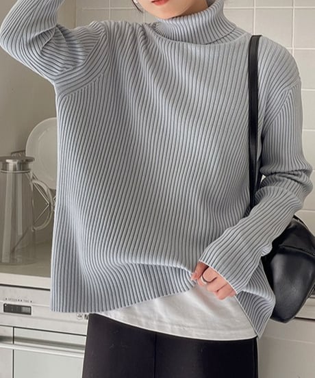 turtleneck ribbed knit /4color　FL3061