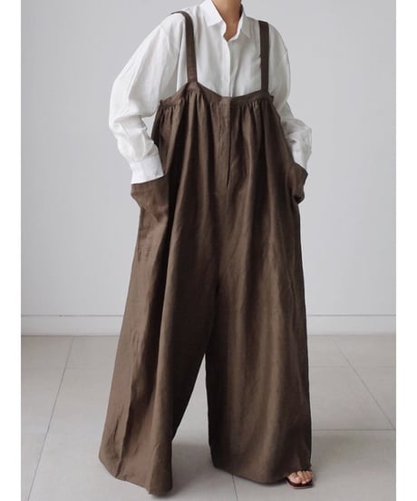 side pocket wide overalls /3color　FL2455