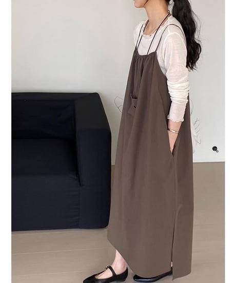 side slit suspenders long o/p /2color  FL3371