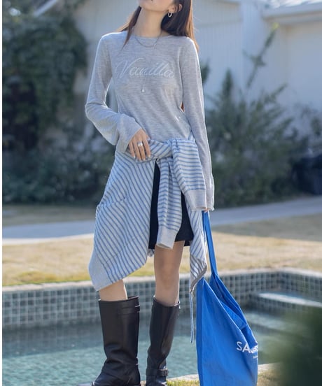 striped knit zip-up hoodie /2color　FL3315