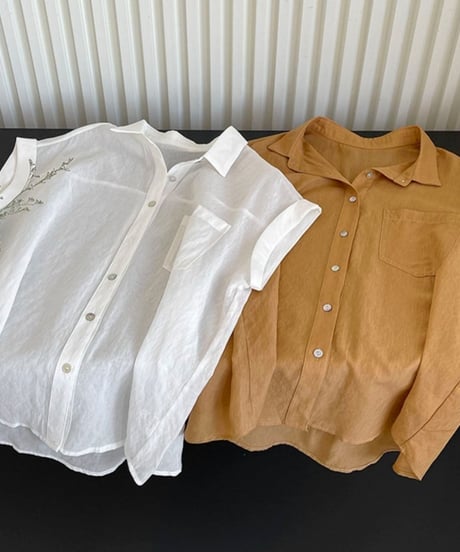 french sleeve sheer shirt /2color　FL2035