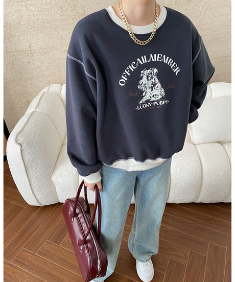 animal print sweat pullover  /4color　FL3033