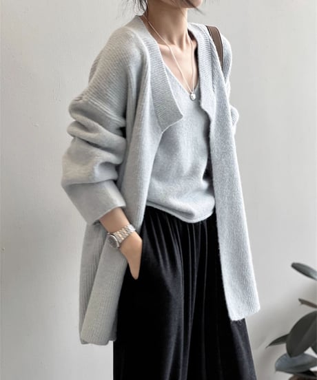 knit cardigan & camisole ensemble /4color　FL3071