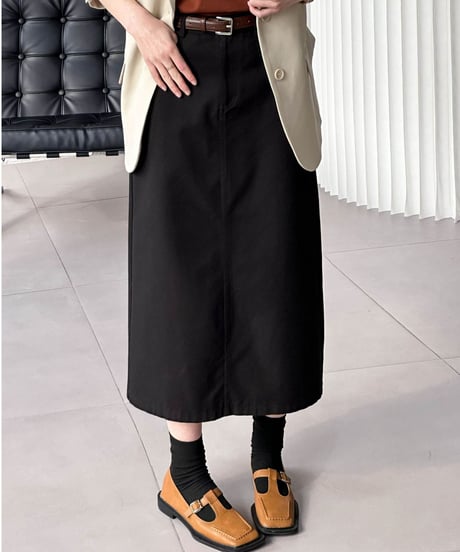 back slit long denim skirt /3color　FL2803