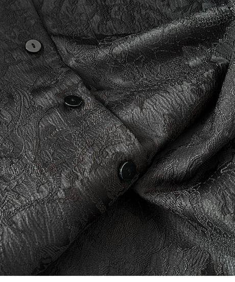 textured jacquard stand-up collar blouse /2color　FL2703