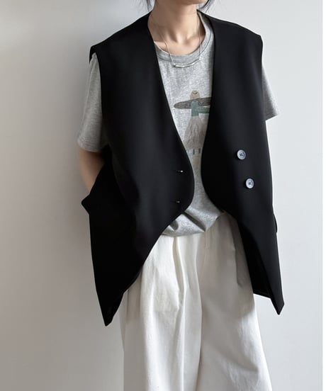 front button double vest /2color　FL3342