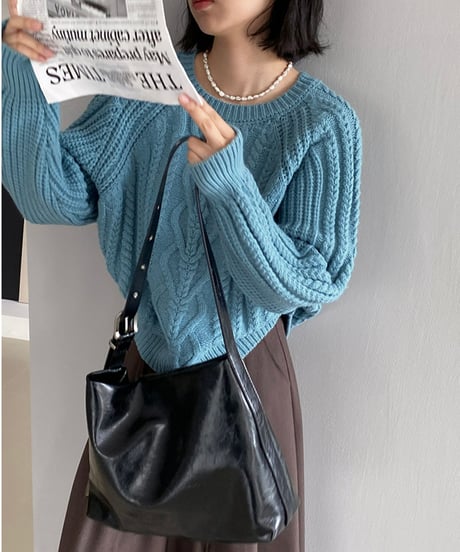round neck pullover cable knit /6color　FL3124