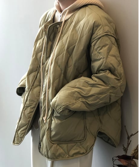 collarless quilted jacket /3color　FL3057