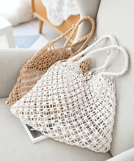 natural braided mesh bag / 3color　FL3446