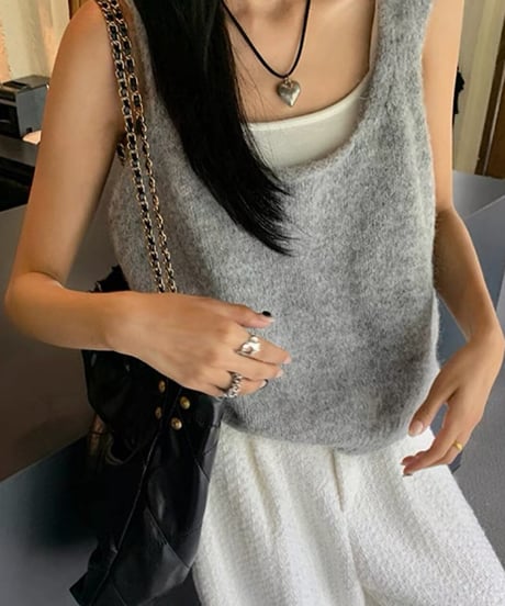u-neck knit tank top　FL2227
