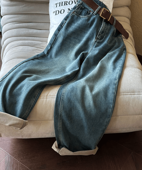 fleece wide denim pants　FL3031