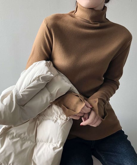 ribbed knit high-neck tops /7color　FL2631