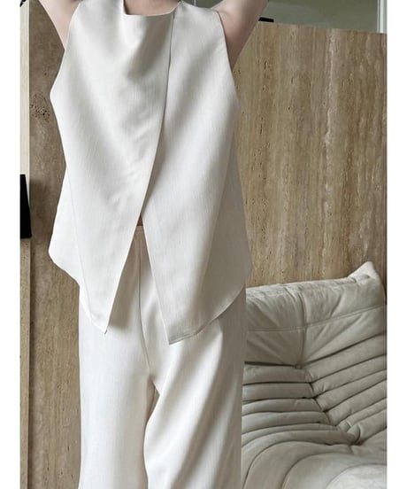 relaxed sleeveless tops + wide pants setup /2color　FL3376