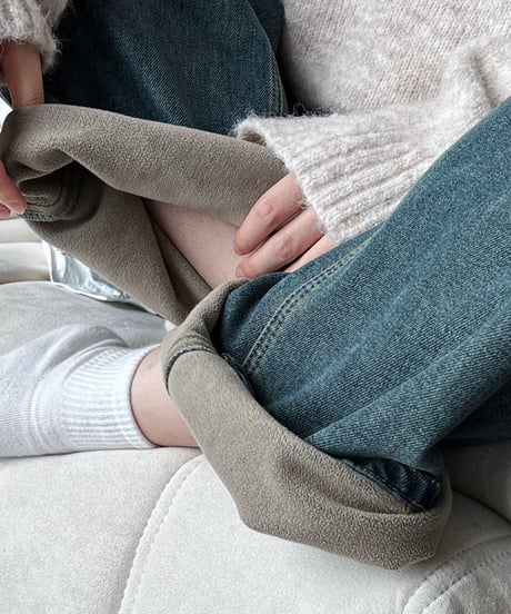 fleece wide denim pants　FL3031