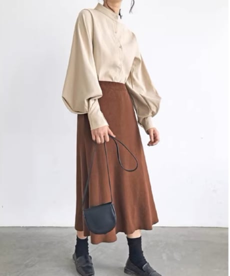 balloon sleeve stand collar shirt /4color　FL3331