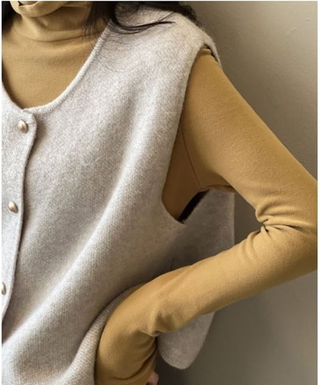collarless knit vest /6color　FL2932