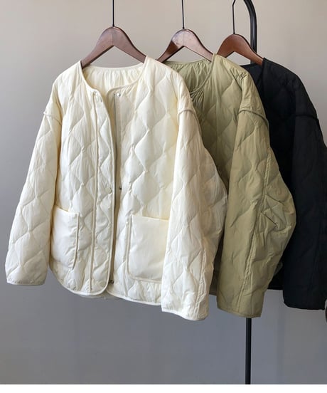 collarless quilted jacket /3color　FL3057