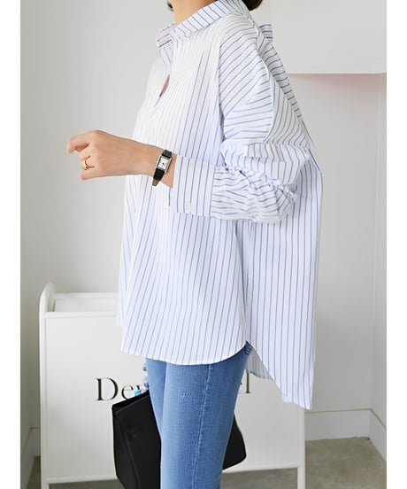 back ribbon striped shirt /2color　FL2056