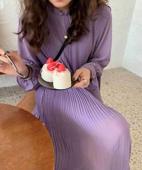 purple pleated chiffon op　FL2180