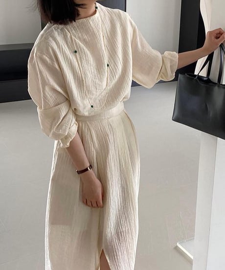 round neck blouse & slit skirt setup　FL2437