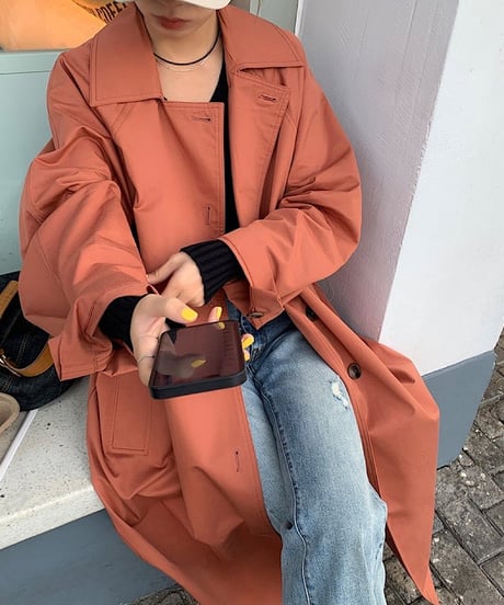 back button long trench coat　FL2553