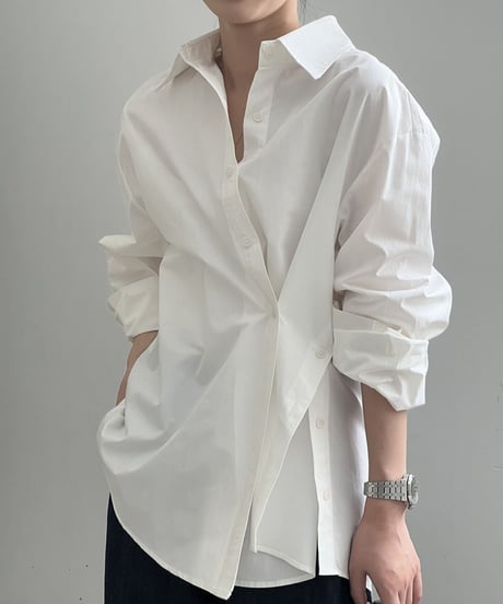 irregular slit diagonal button blouse /2color　FL2807