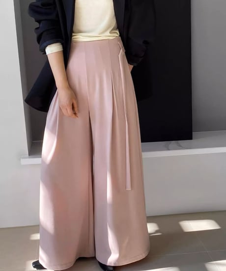drawcord drape wide leg pants /2color　FL3347