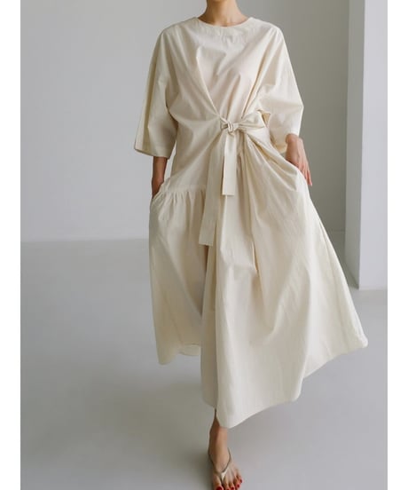 waist mark half sleeve dress /2color　FL2028