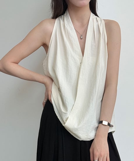 sleeveless wrap drape blouse vest/３color　FL3645