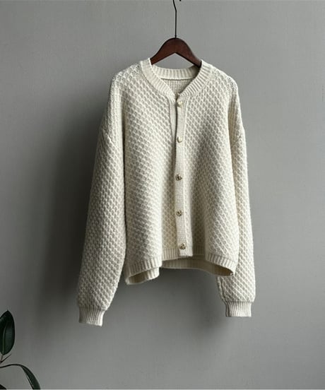 heart button soft knit cardigan /3color　FL2970