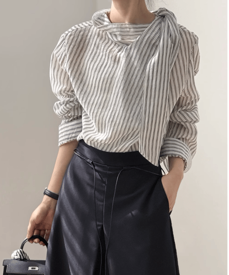 scarf tie shirt blouse　FL3336