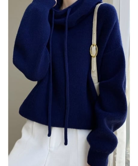 loose high-neck knit parka /4color　FL2937