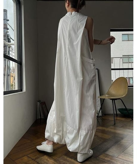 drawstring hem sleeveless one-piece /2color　FL3613
